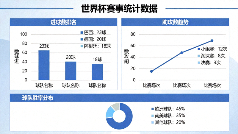 世界杯赛事统计数据可视化展示 - 图表与数字